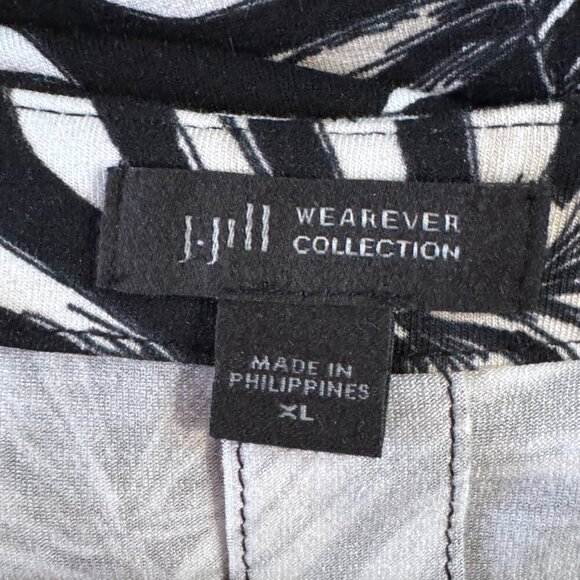 J JILL Wherever Sleeveless V-Neck Maxi Dress Black Beige Leaf Print Pattern XL - Picture 5 of 8